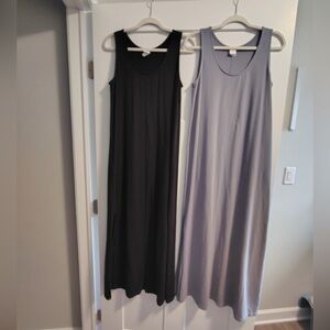 BUNDLE: 2x Lolë Sleeveless Maxi Dresses | Black + Dusty Blue | Size M
